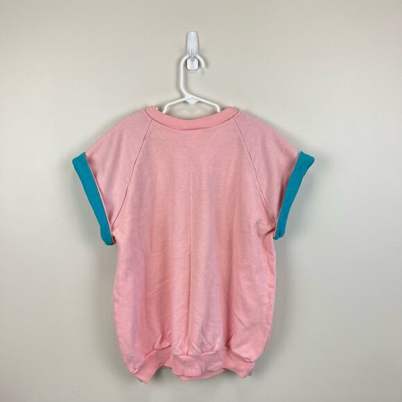 Vintage 80s San Francisco Short Sleeve Pink Sweatshirt Medium USA - Picture 7 of 9